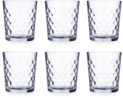 Quid Diamond Urban Caja 6 Vasos Altos Vidrio Relieve 36cl Sodo Apto Frigorífico No Apto Microondas Material 100% Saludable