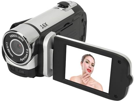 Dpofirs 1080PDigital Camera, 16MP Camcorder with 2.4 Inch Rotatable Screen, 16X Zoom HD Video Recorder with Fill Light, Video Camera Built-in Battery (Silver)