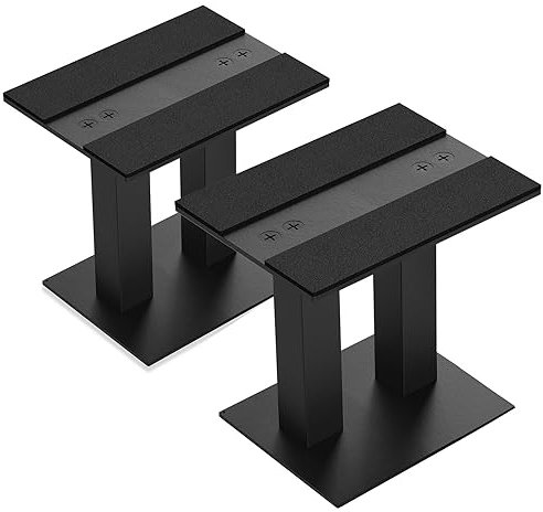 IBVIVIC Desktop Lautsprecherständer Metall Boxenständer für kleine und mittlere Computerlautsprecher Belastung bis zu 30KG, Schwarz, 2er-Set für Lautsprecherboxen (Groß)