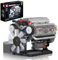 Mould King 10088 Technik V8 Motor Bausatz Benzin Bausteine Benzinmotor Modellbausatz Klemmbausteine mit Sound Engine Motorenkit Geschenke für Erwachsene(535 Teile)