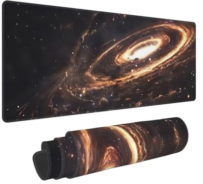 Grand Tapis de Souris de Jeu 900x400x3mm XXL Multifonction Mouse Pad, avec Bords Cousus, Base en Caoutchouc Naturel antidérapant Durable Tapis de Clavier Le Trou Noir Tapis de Bureau pour Gamer E-249