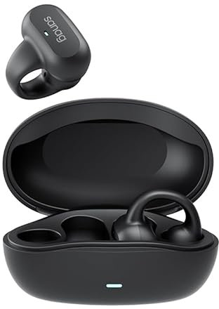 SANAG Z50SPro Open Ear Earbuds, Clip On Earphones Bluetooth 5.3, Lightweight Comfort, Stable Fit, 56h Playtime, IPX4 Waterproof HIFI Sound Open Ear Headphones Wireless for Running/Gym,Black