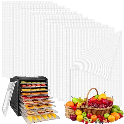 12 Pcs Silicone Dehydrator Sheets, 15.1 * 11.2in Silicone Steamer Mesh Mat, Non-Stick Food Fruit Dehydrator Mats Reusable Suitable for Food Food Fruit Dryer