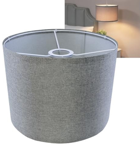 bangminda Paralume Cilindro in Tessuto Lino Paralume Medio per Lampada da Tavolo Lampada Sospensione Piantana Lampada da Comodino 26 x 26 x 19 cm (Grigio)