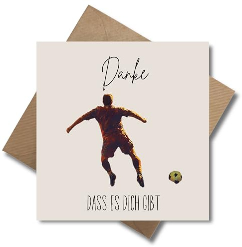 WBdesignz Geburtstag Karte mit Umschlag - Geburtstagskarte Danke dass es dich gibt Stürmer Geburtstagskarten Geburtstagsgruss Fußball Karten zum Geburtstag Fußballspieler