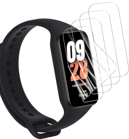 Yieehhow Protector Pantalla para Xiaomi Smart Band 8 Active, [4 Piezas] HD Película TPU Suave, Anti-Arañazos, Cobertura Completa Película Protectora Flexible para Xiaomi Smart Band 8 Active
