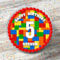 Coloured Building Bricks Personalised 7.5 Round Edible Icing Cake Topper Decoration