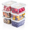 Teskyer FC2849X2 Lot de 6 récipients alimentaires en plastique avec couvercles 400 ml sans BPA réutilisables, passent au micro-ondes, au four, au congélateur et au lave-vaisselle