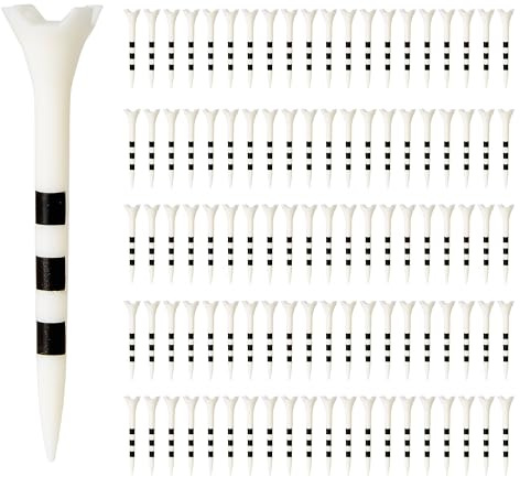 Amazon Basics Golf Tees with Height Marker System -2-3/4 Inch - Recycled Plastic Tees with 4-Prong Head - Golf Course Accessories - White - 100 Pack