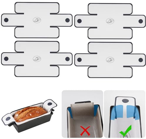 NiHome 4-Pack Silicone Bread Loaf Pan Liners, Reusable and Nonstick Silicone Bread Sling, Fit for 9x5, 9.5x5, and 10x5 Inch Loaf Pans, Dishwasher Safe, Easy to Clean (White)
