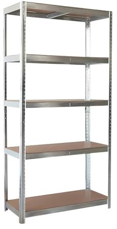 Aurexis Schwerlastregal – 180 cm hoch, 90x40 cm – 5 Böden, je 175 kg belastbar – Metall Steckregal, Traglast 875 kg – Lagerregal Garage Keller Werkstatt