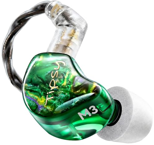 TipsyAuthen Tipsy M3 Professional IEM, 2BA + 1DD, 36dB PNC, Detailed&Spacious Sound, Skin‑Friendly Resin, 0.78mm 2‑Pin Detachable Cable (No Mic, Green) (A-Green)