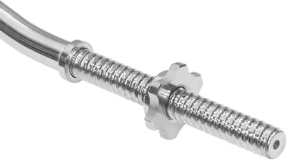 Langhantelstange stark gebogen Stahl verchromt Gewindeklemmen 120cm 25mm Rebel