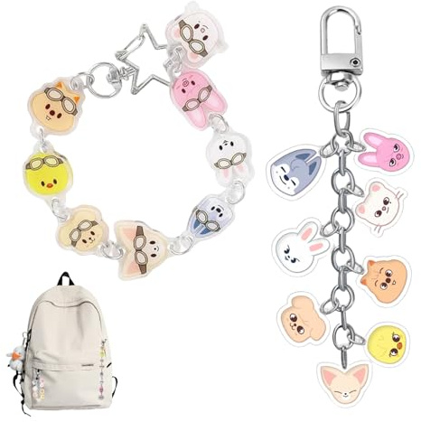 STRAY KIDS Schlüsselanhänger,SKZOO Keychain,stray Kids Keychain,stray Kids Merch,skzoo schlüsselanhänger Set für Kinder Rucksack Tasche Zubehör,Cute Acryl-Schlüsselanhänger-Set für skzoo Fanartikel
