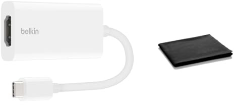 Belkin USB-C to HDMI Adapter, 4K 60Hz Dolby Vision HDR, USB Type-C to HDMI Converter for MacBook, iPad Pro, USB-C Laptops to TV/Monitor, HDCP 2.2, Compact White AV Adapter, Includes Cleaning Cloth