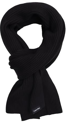 Calvin Klein Strickschal Schal Classic Rib Scarf Schwarz Baumwolle Kaschmir