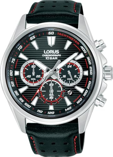 Lorus Damen Uhr Chronograph Edelstahl Silber Lederband