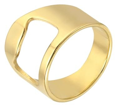 sourcing map Bottle Opener Rings, Titanium Steel Ring Bottle Cap Opener Creative Finger Thumb Beer Opening Tool for Men Women Party Bar Present Decor Supplies Bartender Tools, Size 12, Gold
