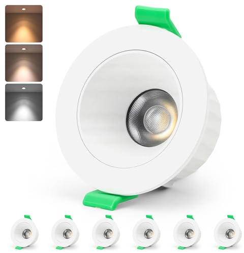 HOMEOW Blendfrei Einbaustrahler Led Spots Deckenleuchte 7W IP44 für Bad | Spotlights 68mm - 80mm Lochmaß Deckenspot 230V Warmweiß 2700K Neutralweiß 4000K Kaltweiß 6000K CRI 95 Einbauleuchten 6er Set