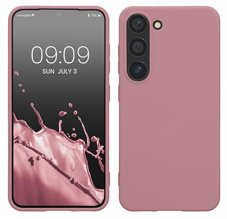 kwmobile Hülle für Samsung Galaxy S23 TPU Case - Handyhülle unterstützt kabelloses Laden, Flexible Schutzhülle, gummiertes Cover in Altrosa matt