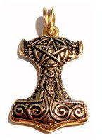 Kettenanhänger Thors Hammer vergoldet Thorshammer Mjölnir