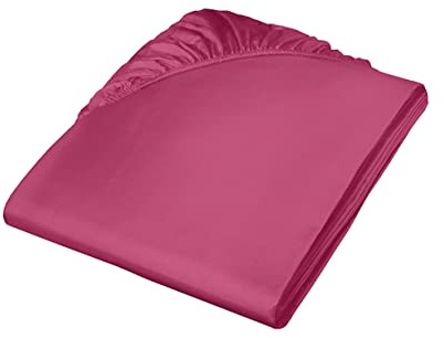 Fleuresse Colours Spannlaken, Uni-Mako-Satin, Beere, 100 x 200 cm