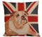 Korb-Outlet Dekokissen Sofakissen Zierkissen Union Jack mit Bulldogge Gobelin Stoff 45x45cm