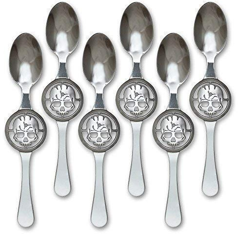 6x Absinth Löffel Totenkopf - Absinthe Skull Spoon - Cuillère à Absinthe originale