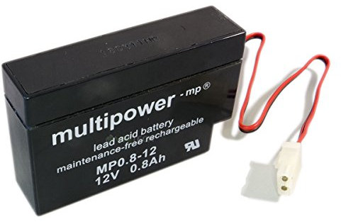 Multipower Blei-Gel Akku AGM MP0.8-12 AMP Steck 12V 0,8Ah Batterie Accu NP0.8-12 HPS-1208 HPS1208 AMP Hagen Drysafe 348350