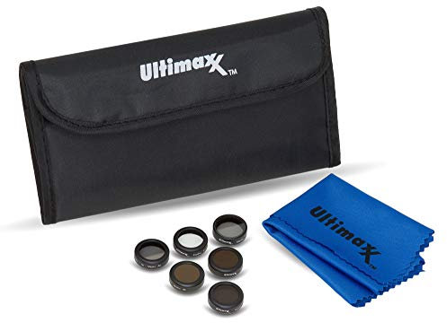 Ultimaxx 8 Kamera Objektiv Filter für DJI Mavic Air, multivergütetes Filter Objektiv Displayschutzfolie Zubehör, Set 6 Filter (UV, CPL, ND4, ND8, ND16, ND32) inkl. Tragetasche und Reinigungstuch