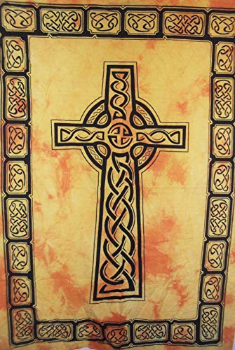 Traditional Jaipur Kreuz Christian Jesus Kruzifix Symbol des Christentums Wall Art Poster, indischen Dekor, böhmischen Wandbehang, Hippie Wohnheim Zimmer Dekoration,