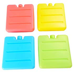 Ice blocks (Set of 4) Ice Packs for Lunch Boxes Cooler Ice Packs Long Lasting Lunch Ice Packs Slim Reusable Cool Packs for Cooler Freezer Ice Packs Stackable Square Design (All 4 Colours)