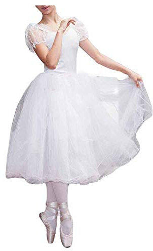 Panda Legends Frauen Hauchhülse Weißes Ballett Langes Kleid Ballett Tutu Blase Rock Fairy Dance Performance Kostüme