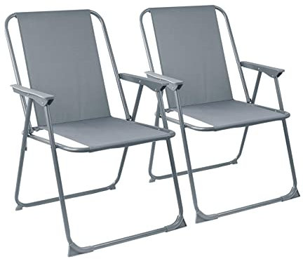 Harbour Housewares Klappe Metall Beach Stühle - Grau - Pack Von 2