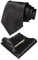 JEMYGINS Cravate Homme Noir en Soie Brillant Tissu doux Mariage et Pinces à cravate et Carre de poche Ensemble Compris boîte(11)