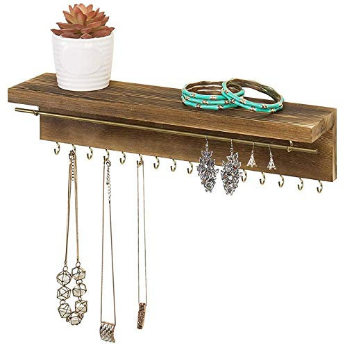 XiXiBoom Ménage En Bois De Fer Forgé Bijoux Crochet Titulaire Fille Femmes Collier Boucle D'oreille Présentoir Pour La Décoration Murale