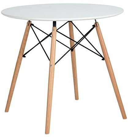 LiePu Esstisch Rund Küchentisch Konferenztisch Skandinavisch, MDF Klein Esszimmertisch mit Holzbeine für 2-4 Personen, HxD:75 x 80 cm,Weiß