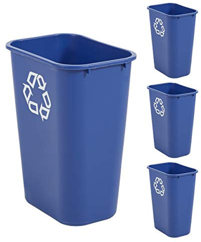 Rubbermaid Commercial Products Fg295773Blue Plastic Resin Deskside Recycling Can, 10 Gallon/41 Quart, Blue Recycling Symbol