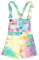 2-10 Anni Piccola Grande Ragazza Tuta Salopette Colorata Tinta per Cravatta Shortalls Bretella Pantaloncini(3-4 anni)