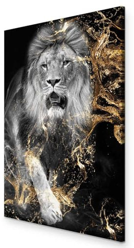 murando - Wandbilder Löwe 40x60 cm Vlies Leinwandbild 1 tlg Kunstdruck modern Wandbilder Wanddekoration Design Wand Bild - Tier Abstrakt schwarz Porträt g-C-0310-b-a