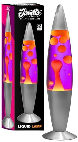 Jambo Lampe à mouvement liquide 16 – Pourpre avec cire jaune/orange – Lumière relaxante, lampe décorative pour salon, bureau ou chambre, veilleuse pour adultes, ados et enfants