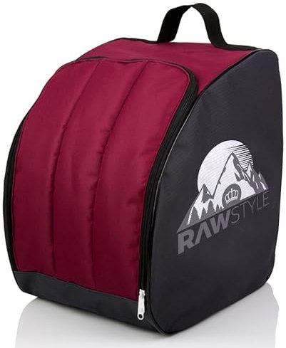 Rawstyle Skischuhtasche Skistiefeltasche Rucksack Helm für Hart-Soft-Boots Inliner Bootbag Tasche Modell 2 (schwarz-Bordeaux)
