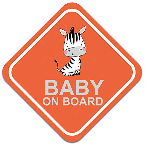 Baby on Board Aufkleber Auto 10x10cm Tier Motiv Sticker Autoaufkleber für Heckscheibe Kofferraumdeckel Kfz Zubehör Selbstklebend Wetterfest R127 (Nr. 2 Zebra)