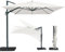 paramondo parapenda Plus Ampelschirm Ampelsonnenschirm, 360° Schwenkbar, Axiale Neigung, Kurbelbedienung, Stahl-Standkreuz und Gestell in Anthrazit, Rechteckig, Weiß, 3 x 4 m