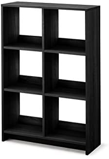 Iris Ohyama, Offenes Regal, Bücherregal, Regal mit 6 Fächern, Trennwand, horizontal & vertikal, Büro, Schlafzimmer, Wohnzimmer - Wood Open Shelf WOS-6 - Schwarze Eiche