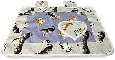 Tex family Copriforno Universale 35x50 cm, Copertura Decorativa Forno in Tessuto Made in Italy, Lavabile, Bordo in Cotone ★ Alta qualità e Resistenza, Design Gattini Grigio Scuro