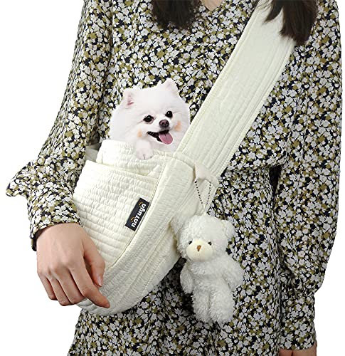 NATUYA Hundetragetasche,Hundetasche für kleine Hunde 3kg,Tragetasche Katze,transporttasche Katze,für Spaziergang Aktivitäten im Freien und Ausflüge (Weiß)