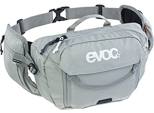 EVOC HIP PACK 3l Hüfttasche Bauchtasche Hüftbeutel inkl. 1,5l HYDRATION BLADDER (3l Fassungsvermögen, AIRFLOW CONTACT SYSTEM, verstellbarer Hüftgurt, VENTI FLAP-System, inkl. Trinkblase), Steingrau