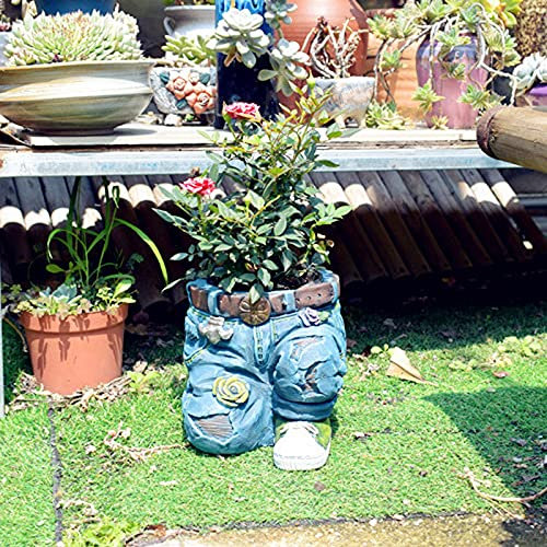 Gartendeko Kolylong®Jeanshose Kreativer Blumentopf FüR Outdoor-Hof Dekoration Dekoration Ornamente für Terrasse, Vorgarten, Rasen