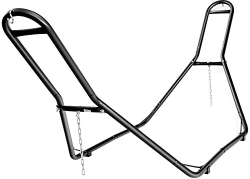 COSTWAY Hammock Stand, Metal Frame Hanging Swing Holder Rack with Hooks and Chains, Indoor Outdoor Garden Camping Swing Bed Base, Stand Only